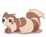 3_fingers 3_toes ambiguous_gender blush blush_lines brown_body brown_fur ears_back facial_markings feet feral fingers fur grumpy head_markings kemono looking_at_viewer lying markings motion_lines multicolored_body multicolored_fur narrowed_eyes on_front pivoted_ears pupils ring_(marking) simple_background solo tail tan_body tan_fur toes tuft white_background white_pupils ke_mo_suke nintendo pokemon furret generation_2_pokemon pokemon_(species) 2025 digital_media_(artwork) full-length_portrait hi_res portrait shaded simple_shading