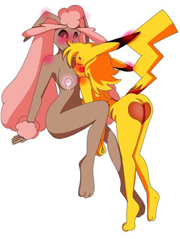 anthro breastmilk breasts duo female female/female anonymous_artist nintendo pokemon generation_1_pokemon generation_4_pokemon lagomorph leporid lopunny mammal mouse murid murine pikachu pokemon_(species) rabbit rodent hi_res