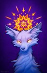 ambiguous_gender cheek_tuft facial_tuft feral fluffy fur glowing glowing_eyes halo inner_ear_fluff light mandala purple_background simple_background solo tuft white_body white_fur falvie canid canine fox mammal 2021 color_contrast digital_media_(artwork) hi_res lighting shaded signature