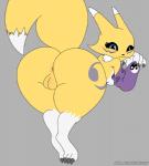 absurd_res anthro anus bandai_namco big_breasts big_butt breasts butt canid colorcoroded digimon digimon_(species) female genitals hi_res mammal pussy renamon solo