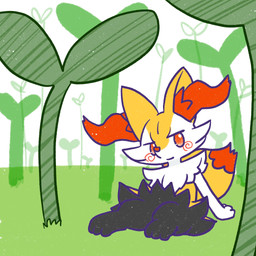 ambiguous_anthro ambiguous_gender anthro biped blush closed_smile digitigrade dipstick_tail front_view looking_at_viewer markings micro mouth_closed no_pupils outside sitting smile solo spiral spiral_blush tail tail_markings textured annyui0611 nintendo pokemon braixen canid generation_6_pokemon mammal pokemon_(species) 1:1 2024 digital_drawing_(artwork) digital_media_(artwork) full-length_portrait hi_res japanese_description portrait translated_description