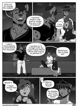 anthro biped border bottomwear clothed clothing dialogue female group hair male open_mouth pupils smile speech_bubble text thick_thighs topwear white_border nimzy eden_(nimzy) noms_(nimzy) wiz_(nimzy) cricetid hamster haplorhine mammal monkey primate rodent comic english_text hi_res monochrome url