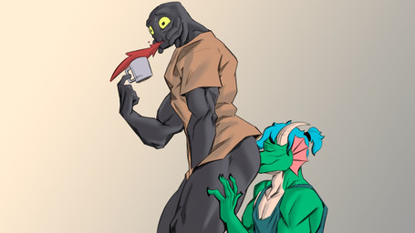 anthro butt_lick coffee_mug duo facesitting licking male male/male sitting_on_another tongue gambito234 halo_(series) microsoft mythology xbox_game_studios cessna alien dragon humanoid mythological_creature mythological_scalie sangheili scalie 16:9 hi_res widescreen