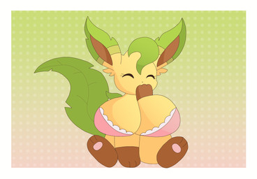 big_breasts border bra breasts busty_feral clothing dotted_background feet female feral fur giggle gradient_background huge_breasts pattern_background paws pink_bra pink_clothing pink_underwear semi-anthro simple_background sitting soles solo underwear white_border yellow_body yellow_fur nanabsylve eeveelution_squad nintendo pokemon leaf_(eeveelution_squad) canid canine eeveelution generation_4_pokemon leafeon mammal pokemon_(species) cel_shading hi_res shaded