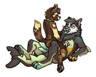 2_penises ambiguous_gender animal_genitalia animal_penis anthro anthro_on_anthro balls brown_body brown_fur collar cowgirl_position duo erection eyes_closed from_front_position fur genitals lying male multi_genitalia multi_penis nude on_back on_bottom on_top penis sex simple_background straddling tongue tongue_out white_background abigfathen aquatic fish hybrid shark 2016 5:4