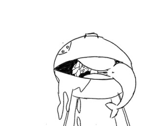 female solo shrabidy nintendo splatoon aquatic fish griller_(splatoon) humanoid salmonid_(splatoon) 4:3 absurd_res hi_res monochrome source_request tagme