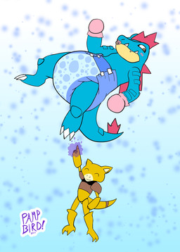 ageplay ambiguous_gender blush clothed clothing diaper duo feral floating infantilism levitation midair object_in_mouth pacifier pacifier_in_mouth roleplay simple_background smile text pampbird nintendo pokemon abra feraligatr generation_1_pokemon generation_2_pokemon pokemon_(species) 2019 absurd_res digital_drawing_(artwork) digital_media_(artwork) english_text hi_res signature