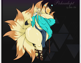anthro big_breasts breasts female huge_breasts huge_hips huge_thighs hyper hyper_breasts hyper_hips hyper_thighs small_waist solo thick_thighs wide_hips nintendo pokemon generation_1_pokemon ninetales pokemon_(species) absurd_res hi_res tagme