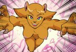 action_pose alternate_species anthro anthrofied blonde_hair breasts claws fangs female hair heart_background heart_eyes heart_symbol medium_breasts motion_lines nipples nude open_mouth perspective pose pounce reaching_towards_viewer simple_background solo teeth dbaru totally_spies! cat_clover clover_(totally_spies!) domestic_cat felid feline felis mammal digital_media_(artwork) hi_res