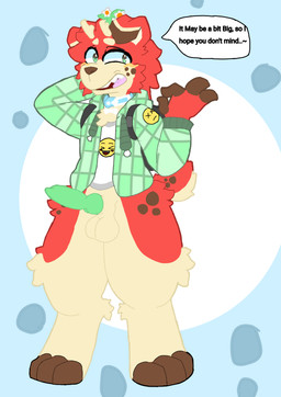 anthro balls collar erection genitals knot knotted_penis male penis pose solo splashyowo splashy canid canine deer hybrid mammal absurd_res hi_res
