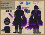 abs anthro biped gem male male_anthro muscular muscular_anthro muscular_male pecs plantigrade runes fuenmax avian bird corvid corvus_(genus) demon falcon falconid hybrid oscine passerine raven absurd_res hi_res model_sheet