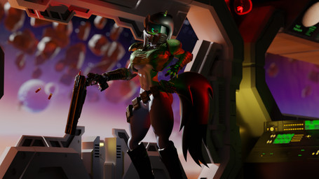 ammunition anthro armor belt breasts cephalopod_shell female gun headgear helmet horn looking_aside mollusk_shell ranged_weapon shell solo tail weapon wearing_helmet checkered_(artist) doom_(series) id_software microsoft equid equine horse mammal pony 16:9 3d_(artwork) digital_media_(artwork) hi_res widescreen