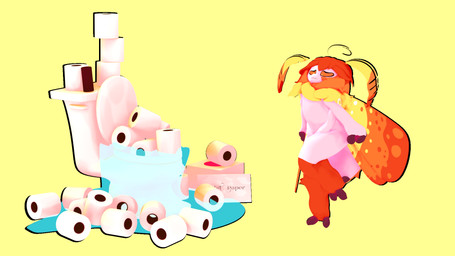 anthro male omorashi overflow solo toilet toilet_paper screamingfennec cole_murphy arthropod insect lepidopteran moth 16:9 hi_res widescreen