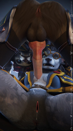 animal_genitalia animal_penis anthro anus balls black_nose blue_eyes bodily_fluids breasts canine_genitalia canine_penis clothed clothing cum cum_in_vagina cum_inside cum_on_penis cum_trail duo eyewear female fur genital_fluids genitals glasses gynomorph gynomorph/female hair intersex intersex/female knot knotted_penis looking_at_another looking_at_partner open_mouth partially_clothed penis text vulva wearing_glasses thatworgen blizzard_entertainment warcraft destiney_crawford_(thatworgen) canid mammal werecanid werecreature worgen 2024 3d_(artwork) 4k 9:16 absurd_res autodesk_3ds_max_(artwork) digital_media_(artwork) hi_res url watermark