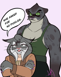 anthro biceps bottomwear cigarette cigarette_in_mouth clothed clothing crossed_arms dialogue duo ear_piercing ear_ring female fur grey_body grey_fur looking_at_viewer muscular muscular_anthro muscular_female object_in_mouth open_mouth pants piercing ring_piercing same_name shirt simple_background size_difference speech_bubble standing talking_to_viewer tank_top text topwear irizuunicorn asked_for_no_pickles disney dreamworks the_bad_guys zootopia kitty_kat_(the_bad_guys) kitty_lynxley canada_lynx felid feline lynx mammal pantherine snow_leopard 4:5 crossover digital_media_(artwork) english_text hi_res meme