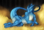 anthro biped blue_body blue_eyes countershading female lying nude solo tail ryukyur mythology dragon mythological_creature mythological_scalie scalie