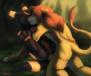 anal anal_penetration animal_genitalia animal_penis backsack balls canine_penis detailed_background eeveelution feline feral forest haychel lion lying male male/male mammal nintendo on_back outside penetration penis pokémon spread_legs spreading tree umbreon video_games zilvus

Rating: Explicit
Score: 27
User: TuttiFrutti
Date: March 24, 2016