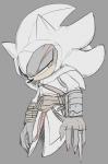 anthro belt black_body black_fur claws clothing costume frown fur grey_background half-closed_eyes hood male melee_weapon narrowed_eyes pink_eyes red_body red_fur simple_background solo sword topwear weapon white_clothing white_topwear sikai assassin's_creed sega sonic_the_hedgehog_(series) ubisoft shadow_the_hedgehog eulipotyphlan hedgehog mammal