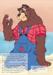 anthro bodily_fluids brown_body brown_fur clothing crying fur humanoid_hands male overalls sad shirt slightly_chubby solo tears text topwear hopelesshighschool the_human_heart_(game) cade_maplebottom bear mammal 2021 english_text hi_res