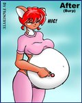 anthro belly big_belly bottomwear breasts candy clothing crop_top dessert female female_pred food fully_inside hair midriff navel pants red_hair shirt solo topwear vore unknown_artist frostbyte domestic_cat felid feline felis mammal kat_(disambiguation) low_res