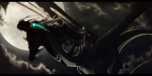 ambiguous_gender black_bars detailed_background feral flying glowing glowing_eyes horn membrane_(anatomy) membranous_wings moon night open_mouth outside sky solo star starry_sky tail teeth tongue wings sinistereternity mythology dragon mythological_creature mythological_scalie scalie 2019 distracting_watermark hi_res source_request unavailable_at_source watermark