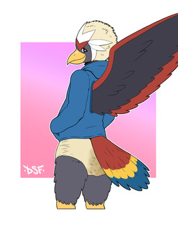 abstract_background anthro back_wings beak black_eyeliner black_eyes black_makeup blue_cere blue_clothing blue_hoodie blue_tail blue_tail_feathers blue_tail_tip blue_topwear bottomless bottomless_anthro bottomless_male bulging_diaper butt cere_(anatomy) closed_smile cloth_diaper clothed clothing confident confident_male diaper diaper_bulge diaper_fetish dipstick_tail eyelashes eyeliner fan_tail feather_hair feather_tuft feathered_crest feathered_wings feathers feces full_diaper glistening glistening_beak glistening_eyes gradient_background grey_body grey_butt grey_face grey_feathers grey_legs grey_neck grey_wings hand_in_pocket head_crest hood_down hoodie logo looking_at_viewer looking_back looking_back_at_viewer makeup male markings mouth_closed multicolored_body multicolored_crest multicolored_face multicolored_feathers multicolored_legs multicolored_neck multicolored_tail multicolored_tail_feathers multicolored_wings pantsless pantsless_anthro pantsless_male pink_background pockets pokemorph pseudo_hair pupils purple_background rear_view red_back red_body red_feathered_crest red_feathers red_neck red_tail red_tail_feathers red_wings scuted_legs scutes simple_background smile smiling_at_viewer soiled_diaper solo tail tail_feathers tail_markings tan_diaper tan_feather_hair tan_pseudo_hair topwear tuft unclean_diaper used_diaper using_diaper wearing_diaper white_background white_feathered_crest white_pupils white_sclera wings yellow_beak yellow_legs yellow_scutes yellow_tail yellow_tail_feathers darksidefighter nintendo pokemon fan_character nado_soarian accipitrid accipitriform avian bird braviary generation_5_pokemon pokemon_(species) artist_logo colored digital_drawing_(artwork) digital_media_(artwork) hi_res portrait three-quarter_portrait