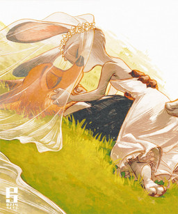 anthro black_tie_(suit) clothing digit_ring dress eyes_closed female female_anthro flower flower_crown grass interspecies jewelry kissing lying_on_ground male male/female male_anthro married_couple on_ground outside plant ring romantic suit wedding_dress wedding_ring wedding_veil pearjar disney zootopia judy_hopps nick_wilde canid canine european_rabbit fox lagomorph leporid mammal oryctolagus rabbit red_fox true_fox 5:6 digital_media_(artwork) hi_res