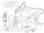 2014 abs anthro blush claws demon dialogue dragon duo english_text erection exclamation_point forked_tongue genitals heart_symbol human jackie_chan_adventures male male/male mammal mythological_creature mythological_scalie mythology orangecatslutz pecs penis pose scalie shendu tail text tongue valmont vein veiny_penis
