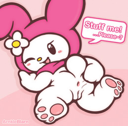 anthro anus anus_focus blush butt chibi clothing dialogue ears_up featureless_hands feet female floppy_ears flower fur genitals glistening glistening_pawpads happy headgear headwear hood inviting inviting_to_sex inviting_viewer looking_at_viewer lying on_front one_eye_closed pawpads paws pink_clothing pink_headwear pink_hood plant plushie plushie-like plushophilia presenting presenting_anus presenting_hindquarters presenting_vulva scut_tail short_tail simple_background simple_eyes smile smiling_at_viewer solo speech_bubble spread_butt spreading tail taunting text vulva white_body white_fur wink winking_at_viewer young young_anthro young_female arnkleblarn onegai_my_melody sanrio my_melody lagomorph leporid mammal rabbit english_text hi_res