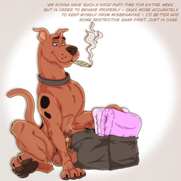 abdl adult_baby ageplay animal_genitalia balls blunt clean_diaper clothed clothing collar diaper diaper_bag diaper_box diaper_fetish diaper_package diapers_touching drugs feral fur genitals male marijuana marijuana_blunt nude penis piercing roleplay simple_background sitting sitting_on_ground smoke smoking smoking_marijuana solo tail text topless vein veiny_balls f3lixc4tus hanna-barbera scooby-doo_(series) scooby-doo canid canine canis domestic_dog great_dane mammal mastiff molosser 1:1 absurd_res digital_media_(artwork) hi_res