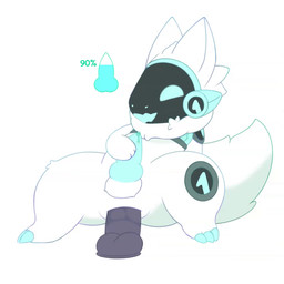 >_< >o< anal anal_fluids anal_masturbation anal_penetration anthro anus balls blue_knot blue_penis blush bodily_fluids chibi cum cum_meter dildo dildo_in_ass dildo_insertion dildo_sitting edging erection eyes_closed fur genital_fluids genitals happy knot looking_pleasured machine male masturbation object_in_ass penetration penis sex_toy sex_toy_in_ass sex_toy_insertion simple_background solo tail toying_self white_background white_body white_fur bmq regazz_the_protogen protogen 1:1 2d_animation animated hi_res high_framerate long_playtime motion_tweening no_sound webm