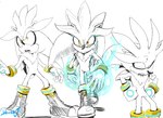 5_fingers anthro black_nose blue_fire boots clothing colored_fire fingers fire footwear looking_at_viewer male open_mouth shoes solo tuft walking yellow_eyes steve_jones sega sonic_the_hedgehog_(series) silver_the_hedgehog eulipotyphlan hedgehog mammal 2021 colored_sketch hi_res monochrome signature sketch