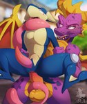 abdominal_bulge activision anal anal_penetration anthro anthro_on_anthro anthro_penetrated anthro_penetrating anthro_penetrating_anthro balls blue_body blush bodily_fluids butt conditional_dnp crossover dragon drooling duo erection generation_6_pokemon genital_fluids genitals greninja hi_res long_tongue male male/male male_penetrated male_penetrating male_penetrating_male mythological_creature mythological_scalie mythology nintendo nude outside outside_sex penetration penis pokemon pokemon_(species) purple_body purple_eyes saliva scalie sex spyro spyro_the_dragon tongue wings xnirox