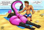 alternate_color anthro anthrofied beach big_butt bulge butt clothed clothing detailed_background duo_focus english_text erection erection_under_clothing fan_character femboy generation_1_pokemon genitals group huge_butt human interspecies legendary_pokemon looking_back lying male male/male mammal mewten_(r-a-s-p) mewtwo nintendo outside penis pokemon pokemon_(species) pokemorph pokephilia r-a-s-p_(artist) raised_tail sand seaside segment_armor sunscreen tail text thick_thighs water wide_hips