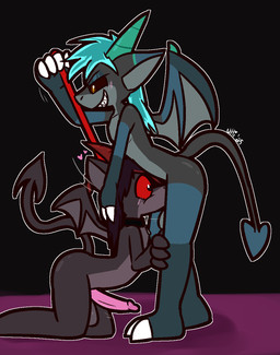 4_fingers after_transformation alternate_species anthro anthro_on_anthro anthro_penetrated anthro_penetrating anthro_penetrating_anthro balls black_background black_collar black_eyes blue_body blue_hair brown_sclera claws collar collar_only deep_throat dipstick_tail dominant dominant_anthro dominant_male duo erection finger_claws fingers genitals glans gloves_(marking) green_horn grey_balls grey_body grin hair heart_symbol horn humanoid_genitalia humanoid_penis intraspecies leash leash_pull leg_markings male male/male male_penetrated male_penetrating male_penetrating_male markings nude oral oral_penetration penetration penis pink_glans pink_penis red_horn red_sclera sex sharp_teeth side_view simple_background smile socks_(marking) spade_tail submissive submissive_anthro submissive_male tail tail_markings teeth thrusting toe_claws white_claws wing_claws wings yellow_eyes ultilix azazel_(blissman2020) jacob_blackberry demon 2025 hi_res