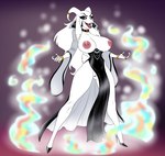 anthro big_breasts breasts clothing crossgender ear_piercing female footwear fur genitals hair high_heels lipstick long_hair makeup nipple_piercing nipples piercing pussy shoes solo white_body white_fur crovirus undertale undertale_(series) asriel_dreemurr_(god_form) bovid mammal 2023 absurd_res hi_res