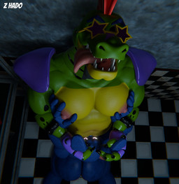 4_fingers anthro armband big_butt black_claws butt checkered checkered_floor claws clothing duo eyewear fellatio fingerless_gloves fingers fur glasses gloves grabbing_both_ears green_body green_scales hair hand_on_moob handwear high-angle_view kneeling machine male male/male mohawk moobs navel nipples non-mammal_navel non-mammal_nipples open_mouth oral penile pink_nipples purple_body purple_clothing purple_fur purple_gloves purple_handwear red_hair scales sex sharp_teeth spiked_armband spikes star_glasses sunglasses teeth tongue tongue_out wearing_glasses z_hado snips456fur_(modeler) five_nights_at_freddy's five_nights_at_freddy's:_security_breach scottgames steel_wool_studios bonnie_(fnaf) montgomery_gator alligator alligatorid animatronic crocodilian lagomorph leporid mammal rabbit reptile robot scalie 2025 3d_(artwork) digital_media_(artwork) english_description hi_res