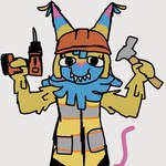 armor barely_visible_tail blue_body blue_fur closed_smile clothed clothing drill eyelashes female fur fur_collar hammer hard_hat headgear helmet holding_object mouth_closed multicolored_body multicolored_fur not_furry pinata pink_body pink_fur power_drill power_tool safety_vest sharp_teeth simple_background smile solo tail teeth tools toony topwear vest yellow_body yellow_fur yoshreveluv chappell_roan dandy's_world roblox yatta_(dandy's_world) animate_inanimate living_pinata toons_(dandys_world) 1:1 aliasing digital_media_(artwork)
