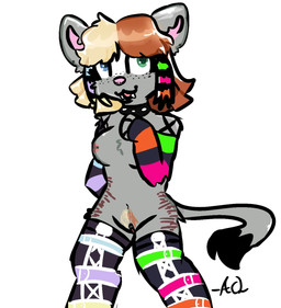 adolescent alternative_fashion anthro arm_warmers armwear bangs black_body black_fur blonde_hair blue_eyes boots breasts casual_nudity clitoris clitoris_piercing clothing collar coontail_hair ear_piercing facial_piercing fangs female footwear freckles fur genital_piercing genitals goth green_eyes grey_body grey_fur hair heterochromia highlights_(coloring) legwear multicolored_hair navel nipple_piercing nipples nose_piercing nude open_mouth orange_hair pastel_goth piercing pubes scar scene_(fashion) self-harm_scars sharp_teeth shoes shoulder_length_hair smile solo spiked_collar spikes standing teeth thigh_boots thigh_highs two_tone_hair vulva white_body white_fur young catlovingloser converse kat_(jynxmaple) american_marten gulonine mammal marten mustelid musteline pine_marten hi_res