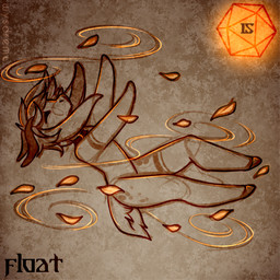 ambiguous_gender d20 dice eyes_closed feral floating holidays leaf markings orange_dice spots spotted_markings swirl swirling_pattern wind wind_lines wysdrem halloween unknown_species 1:1 hi_res
