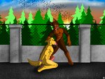 anthro duo forced lust male male/male park police rape sergld bird_dog canid canine canis dobermann domestic_dog golden_retriever hunting_dog mammal pinscher retriever hi_res