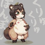 anthro balls belly big_balls big_belly breasts genitals gynomorph intersex micropenis overweight overweight_intersex penis small_penis solo tanuki_leaf oseron canid canine mammal raccoon_dog tanuki 1:1 censored hi_res