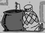 armless cauldron drinking drinking_straw drinking_straw_in_mouth female food silly_straw solo soup unknown_artist nintendo the_legend_of_zelda twilight_princess yeta yeti animated monochrome short_playtime