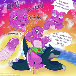 anthro bodily_fluids clothing cum cum_in_diaper diaper duo ejaculation feral genital_fluids genitals gesture inflatable male male/male pattern_diaper penis pool_toy shocked simple_background surprised text tongue tongue_out unclean_diaper waving wet young skipper_(zoran) zoran animate_inanimate dinosaur haplorhine living_inflatable mammal monkey prehistoric_species primate reptile saurischian scalie theropod tyrannosaurid tyrannosauroid tyrannosaurus tyrannosaurus_rex 1:1 absurd_res hi_res url