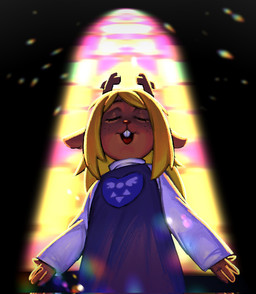 anthro antlers blonde_hair blue_clothing blue_robe brown_body brown_ears brown_fur buckteeth choir church clothed clothed_anthro clothed_female clothing delta_rune_(emblem) eyebrows eyelashes eyes_closed female female_anthro fingers freckled_face freckles front_view fully_clothed fully_clothed_anthro fully_clothed_female fur hair horn long_ears long_hair open_mouth open_smile purple_clothing purple_robe red_nose robe singing smile solo spread_arms stained_glass standing symbol teeth tongue white_clothing white_robe pipisbepis deltarune undertale undertale_(series) noelle_holiday deer mammal new_world_deer reindeer 2025 hi_res
