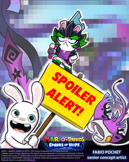ambiguous_feral ambiguous_gender anthro bent_arm black_boots black_clothing black_eyes black_footwear black_hair black_jacket black_topwear blue_eyes blue_tail boots buckteeth closed_frown clothed clothed_anthro clothed_female clothing eyebrows eyelashes female female_anthro feral footwear frown fur green_eyebrows green_hair group hair hand_on_hip hand_on_own_hip holding_melee_weapon holding_object holding_sign holding_sword holding_weapon jacket light long_ears long_tail looking_at_viewer male male_anthro melee_weapon mitten_hands mouth_closed multicolored_body multicolored_hair multicolored_skin no_pupils noseless open_clothing open_jacket open_topwear orange_eyes pink_tongue pixelated purple_body purple_clothing purple_shirt purple_skin purple_tail purple_topwear shirt shoes sign smile smiling_at_viewer spiky_hair standing sword tail tan_body tan_inner_ear tan_skin teeth text thick_eyebrows thin_eyebrows title tongue topwear trio two_tone_hair weapon white_body white_fur fabio_pochet mario_plus_rabbids_sparks_of_hope raving_rabbids rayman_(series) ubisoft edge_(mario_plus_rabbids) darkmess_manta fish lagomorph mammal manta_ray marine rabbid ray_(fish) 2023 4:5 absurd_res artist_name colored digital_drawing_(artwork) digital_media_(artwork) english_description english_text hi_res lighting shaded