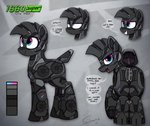 butt dialogue female feral grin humor looking_at_viewer looking_back machine rear_view side_view smile solo speech_bubble suggestive text selenophile hasbro my_little_pony fan_character equid equine horse mammal pony robot 2021 absurd_res english_text hi_res signature