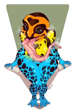 ambiguous_gender andromorph black_sclera bodily_fluids intersex long_tongue nude saliva solo tongue roly dendra_(snepkayz) amphibian frog 2022 digital_media_(artwork) hi_res nonbinary_(lore)