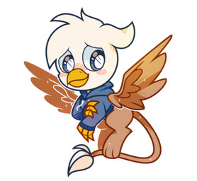 3_toes barefoot beak blue_eyes blush bottomless brown_body brown_feathers chibi clothed clothing digitigrade feathers feet feral hoodie long_tail male shy simple_background smile solo spread_wings sweater tail toes topwear white_background white_body white_feathers wings yokokinawa mythology avian gryphon mythological_avian mythological_creature