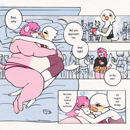 anthro bed bedding bedroom before_and_after belly belly_on_belly big_belly big_butt bloated blush bra butt clothed clothing cuddling dating dress duo exposed_belly extreme_size_difference fat_rolls feedee feeder feederism feedism female female/female furniture hair holding_face huge_belly lgbt_pride love love_handles morbidly_obese morbidly_obese_female multiple_panels obese obese_female on_bed overweight overweight_female partially_clothed party pink_body pink_bra pink_clothing pink_hair pink_underwear romantic romantic_couple size_difference slightly_chubby slightly_chubby_female text thick_thighs underwear weight_difference weight_gain white_body carcupholder avian canid canine canis domestic_dog mammal 1:1 2026 comic digital_media_(artwork) english_text hi_res